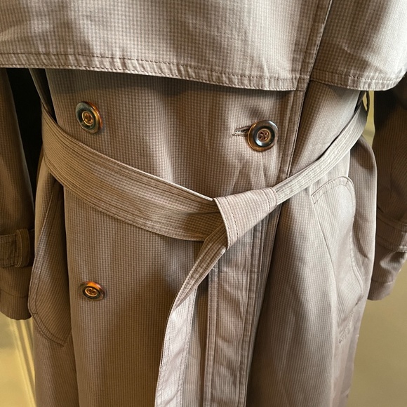 Vintage Women's Utex Design Trench Coat Tan Double Breasted Gingham 4 6 8 Y2K - Picture 4 of 11